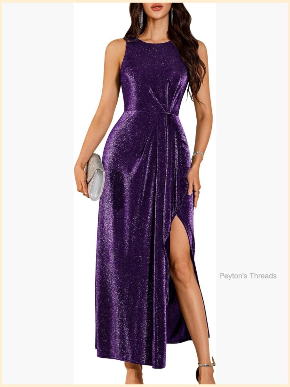 Women's Formal Sequin Sparkly Long Maxi Dress with Slit